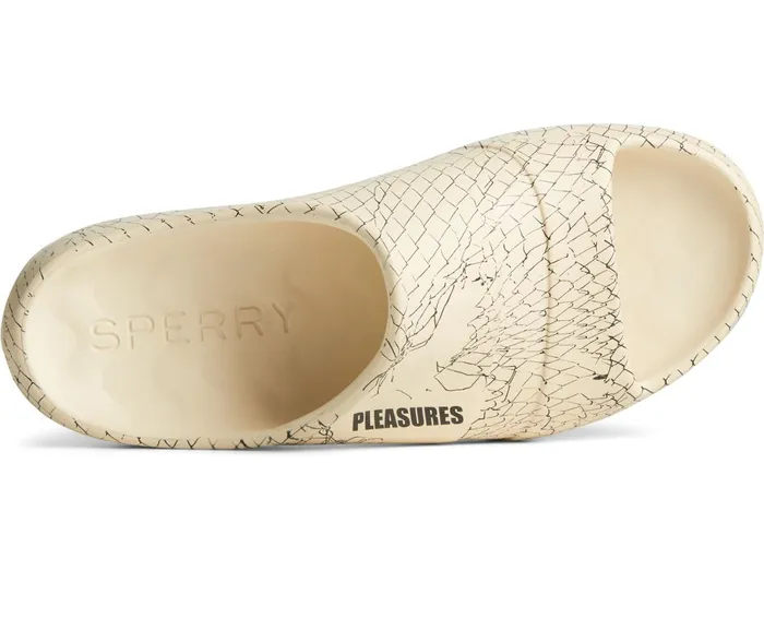 WomenMen Unisex Sperry X Pleasures Fence Float Slide Cream Sperry Sandals