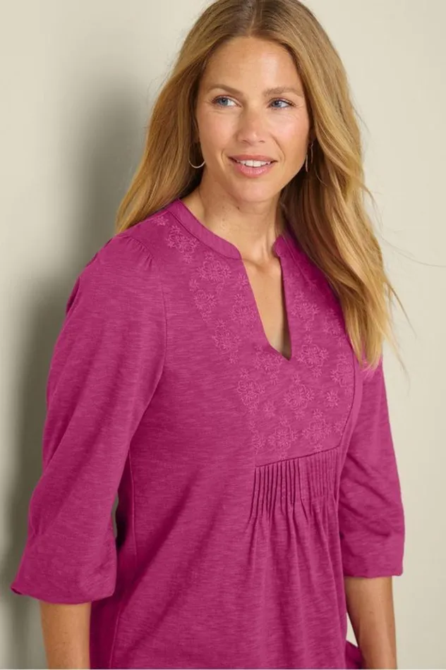 Women Mikaela Embroidered 34 Sleeve Tunic Raspberry Radiance Soft Surroundings Tops Women Mikaela Embroidered 34 Sleeve Tunic Raspberry Radiance Soft Surroundings Tops