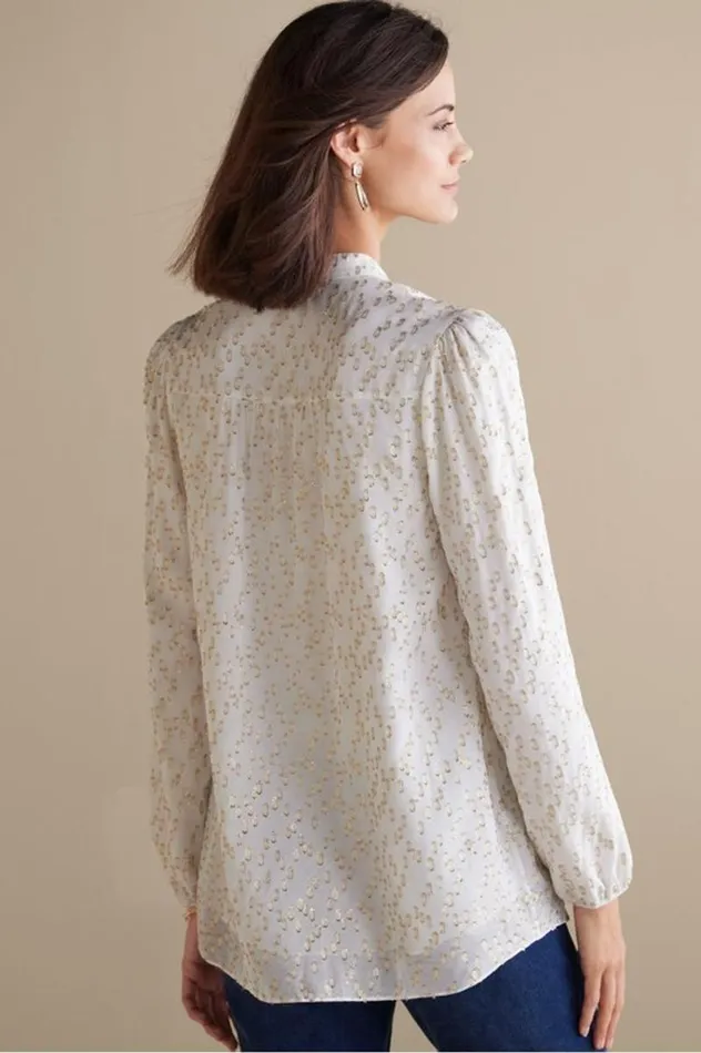 Women Mila Metallic Blouse Ivory Pearl Soft Surroundings Tops Women Mila Metallic Blouse Ivory Pearl Soft Surroundings Tops