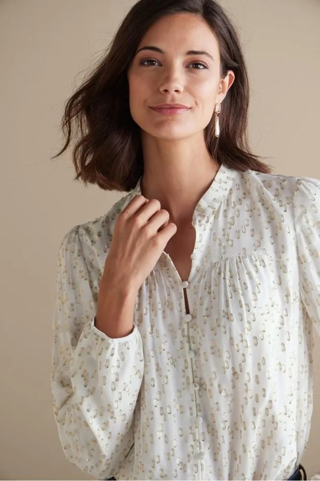 Women Mila Metallic Blouse Ivory Pearl Soft Surroundings Tops Women Mila Metallic Blouse Ivory Pearl Soft Surroundings Tops