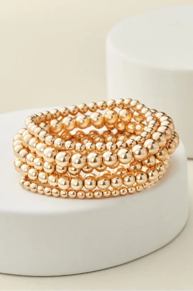 Women Miranda Beaded Bracelet Set Gold Soft Surroundings Jewelry