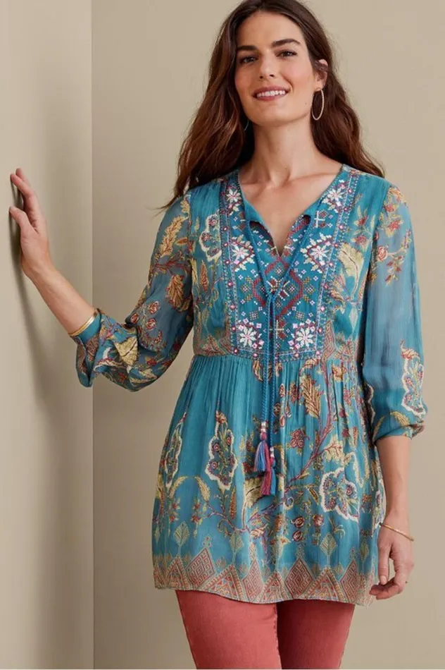 Women Mirapani Tunic Ayaletta Blue Soft Surroundings Tops