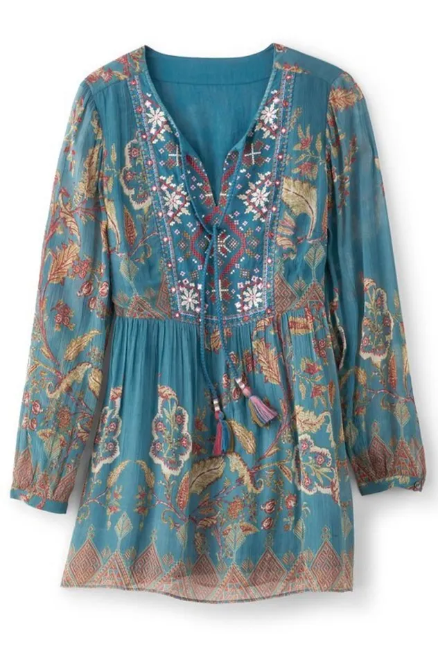 Women Mirapani Tunic Ayaletta Blue Soft Surroundings Tops Women Mirapani Tunic Ayaletta Blue Soft Surroundings Tops