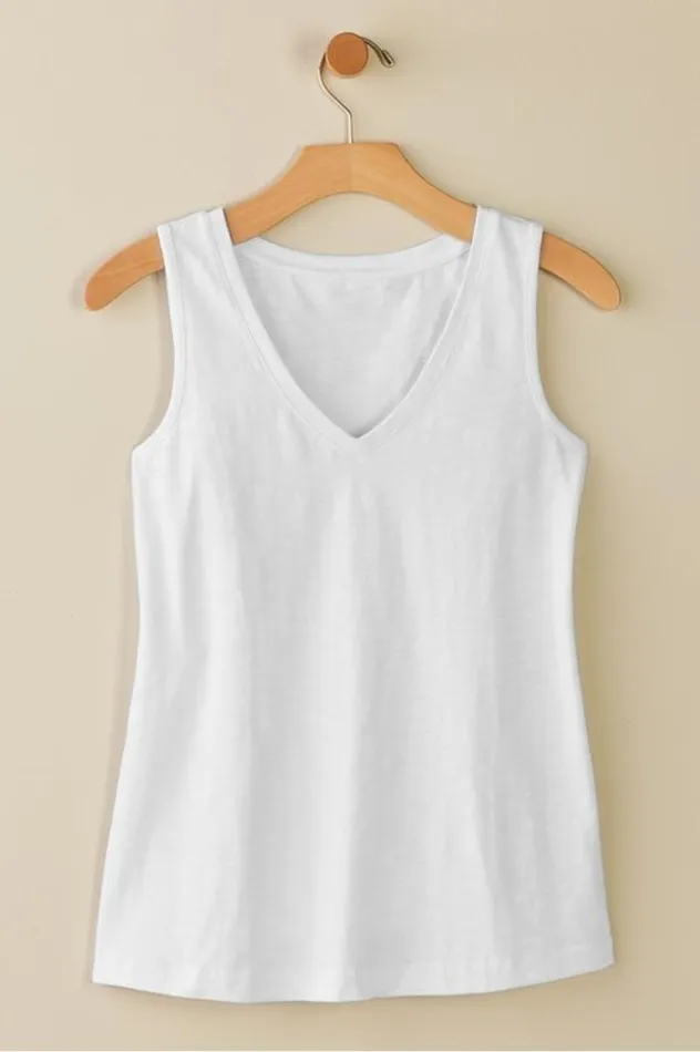 Women Mistral Supima Slub Tank Pink Peacock Soft Surroundings Tops