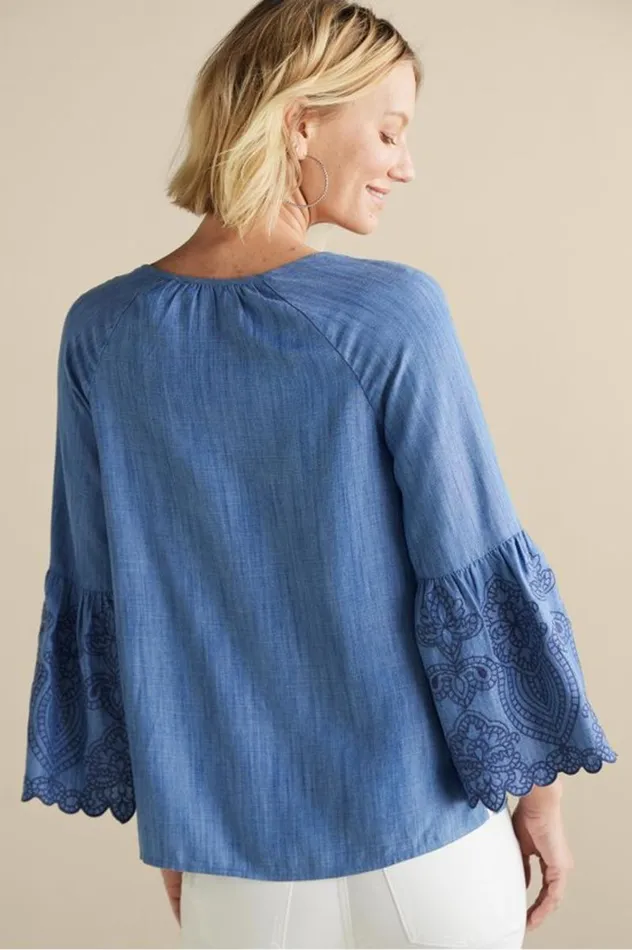 Women Misty Tencel Shirt Medium Wash Soft Surroundings Tops Women Misty Tencel Shirt Medium Wash Soft Surroundings Tops