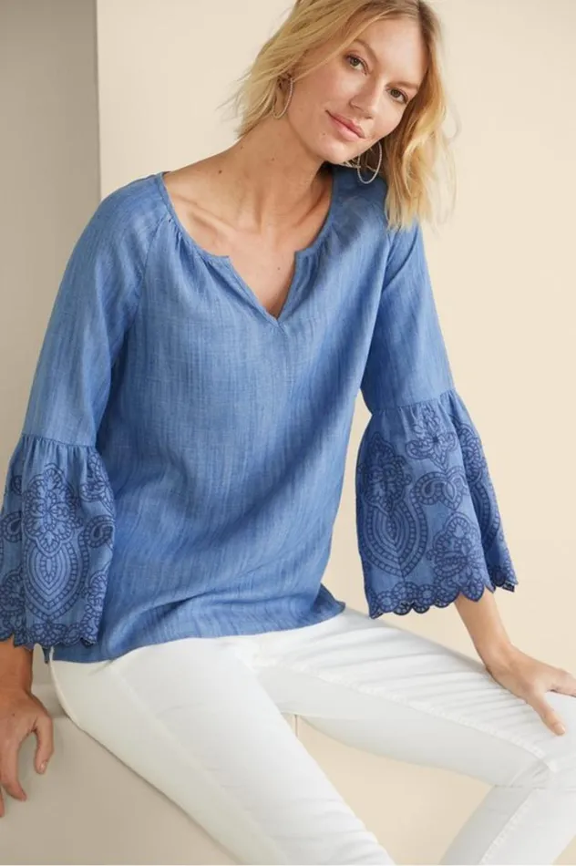 Women Misty Tencel Shirt Medium Wash Soft Surroundings Tops Women Misty Tencel Shirt Medium Wash Soft Surroundings Tops