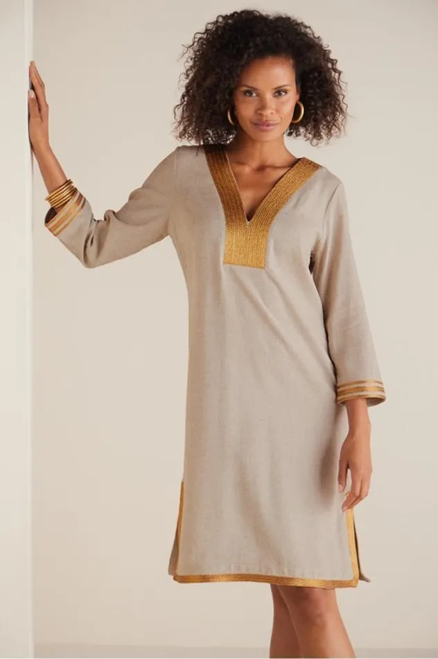 Women Myla Caftan Natural Linen Soft Surroundings Dresses