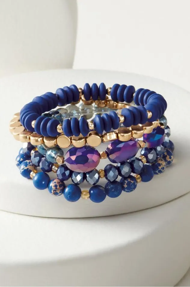 Women Nara Stretch Bracelet Set Blue Multi Soft Surroundings Jewelry