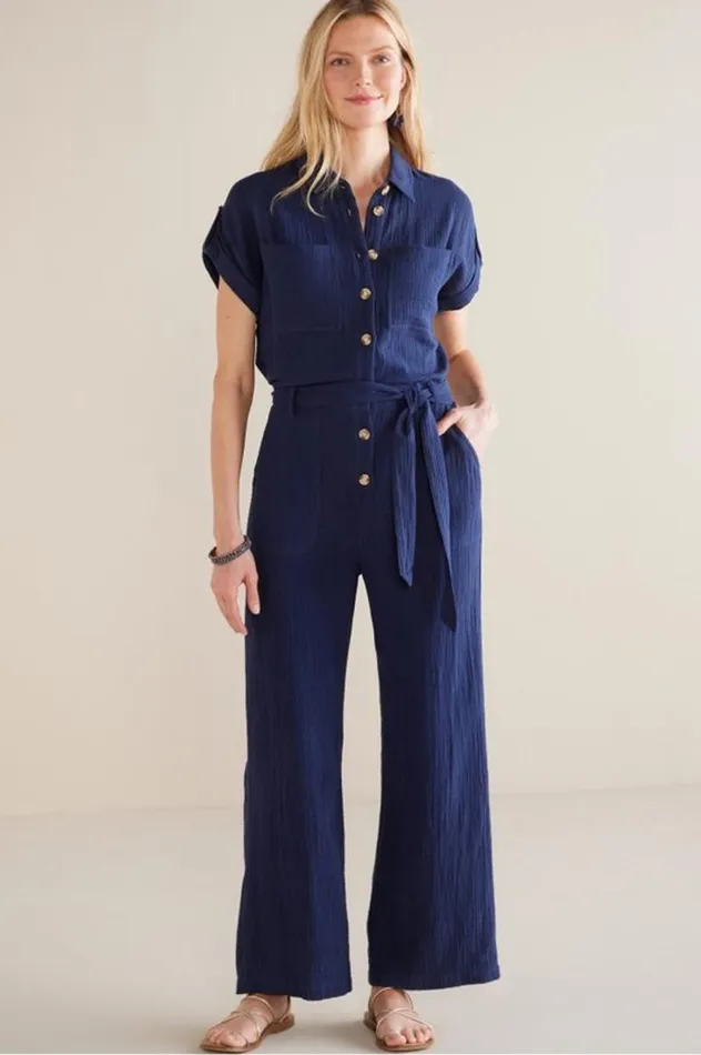 Women Natasha Gauze Jumpsuit Navy Soft Surroundings Dresses
