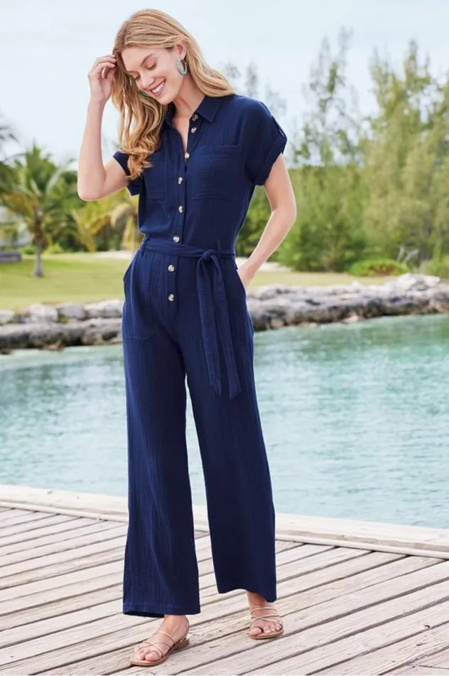Women Natasha Gauze Jumpsuit Navy Soft Surroundings Dresses Women Natasha Gauze Jumpsuit Navy Soft Surroundings Dresses