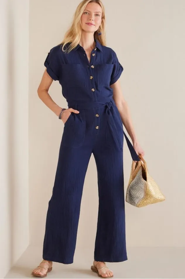 Women Natasha Gauze Jumpsuit Navy Soft Surroundings Dresses Women Natasha Gauze Jumpsuit Navy Soft Surroundings Dresses