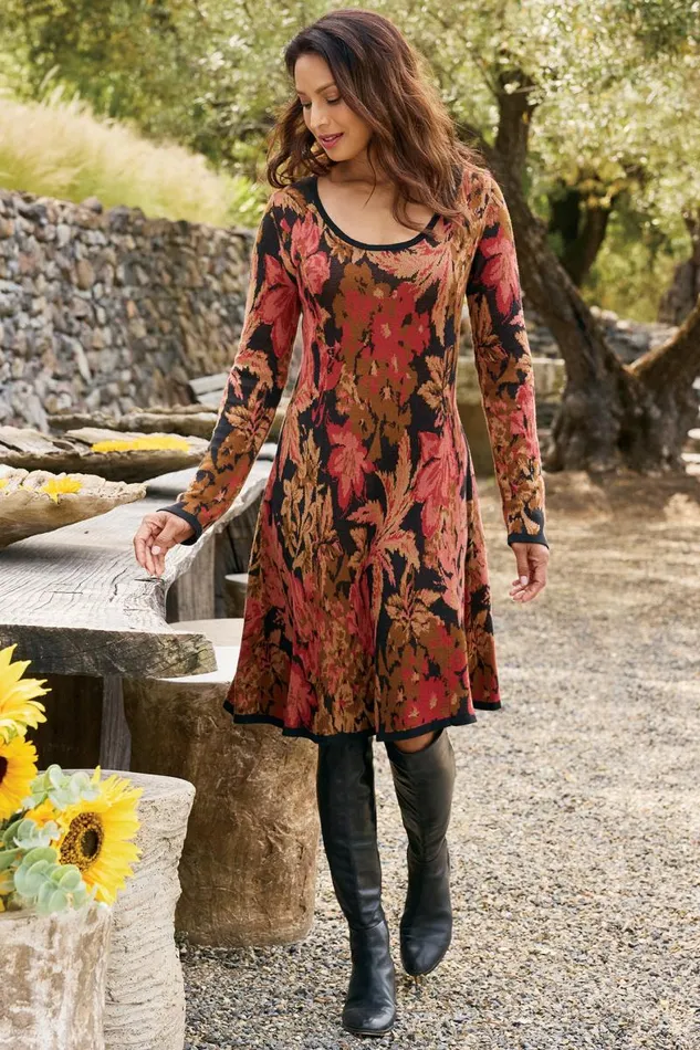 Women Nelia Jacquard Sweater Dress Savannah Garden Soft Surroundings Dresses Women Nelia Jacquard Sweater Dress Savannah Garden Soft Surroundings Dresses