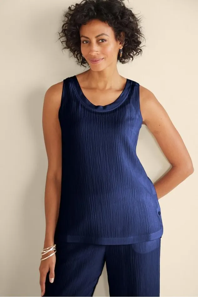 Women Oceo Gauze Tank Navy Soft Surroundings Tops