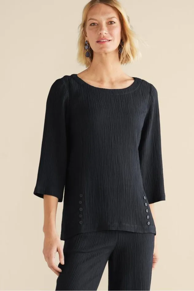 Women Oceo Gauze Tunic Black Soft Surroundings Tops