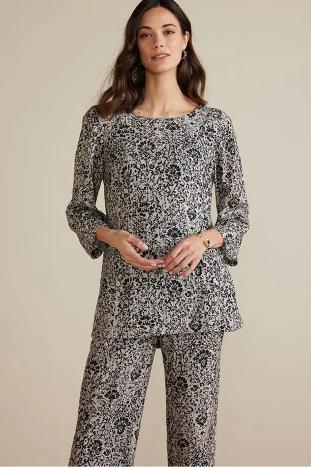 Women Oceo Gauze Tunic Black Soft Surroundings Tops Women Oceo Gauze Tunic Black Soft Surroundings Tops