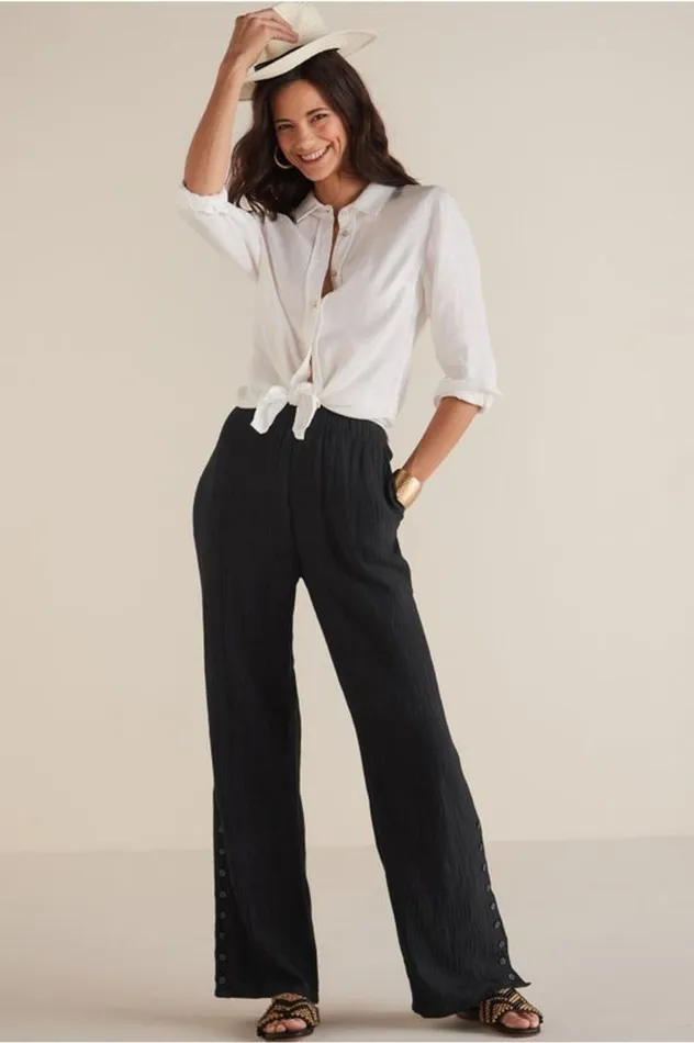 Women Oceo Gauze WideLeg Pants Black Soft Surroundings Pants