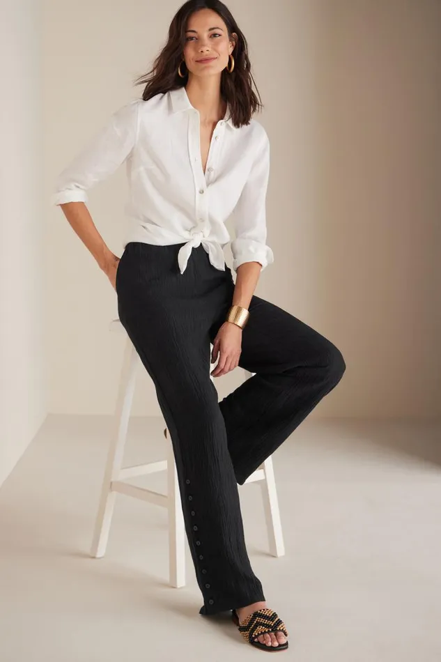 Women Oceo Gauze WideLeg Pants Black Soft Surroundings Pants Women Oceo Gauze WideLeg Pants Black Soft Surroundings Pants
