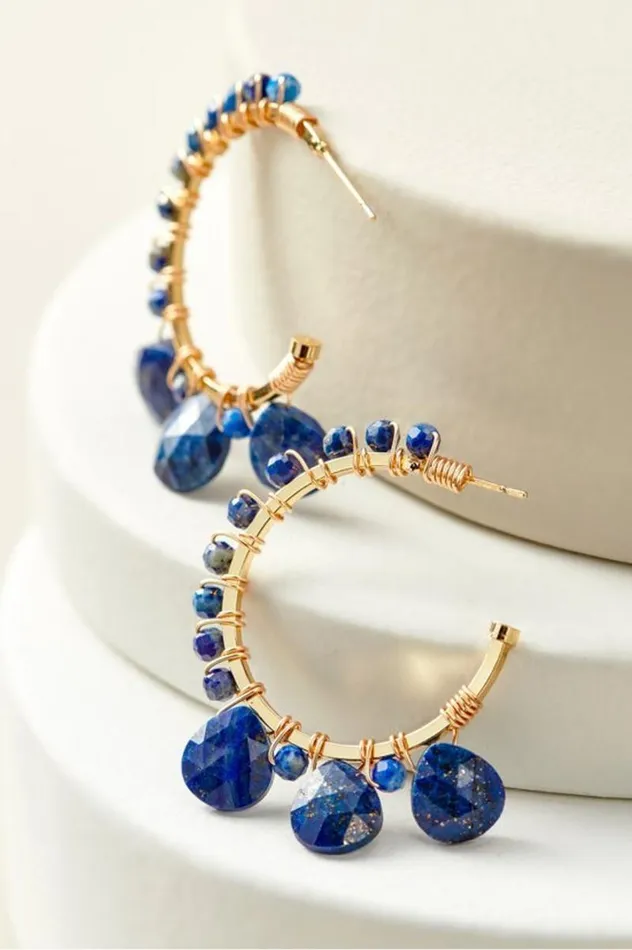 Women Odeta Lapis Hoop Earrings Lapis Soft Surroundings Jewelry