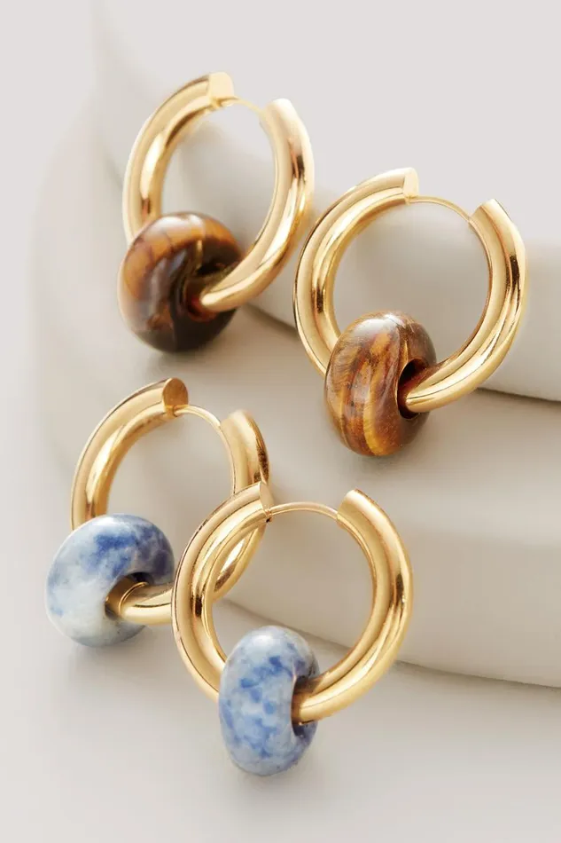 Women Orion Hoop Earrings Tigers Eyegold Soft Surroundings Jewelry