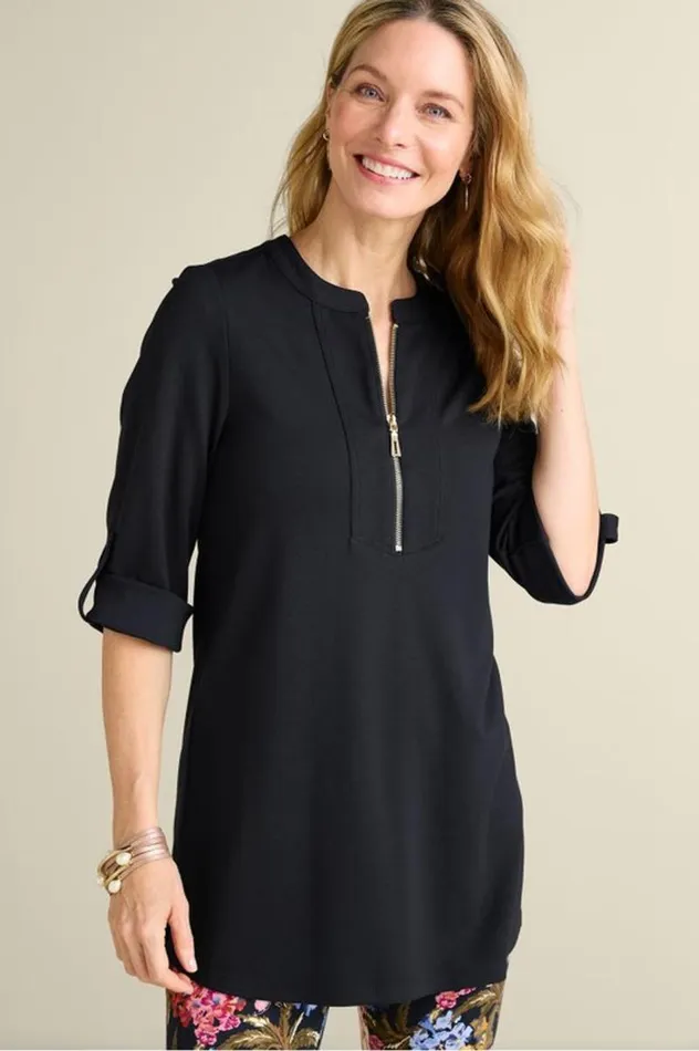 Women Patricia Ponte Tunic Black Soft Surroundings Tops