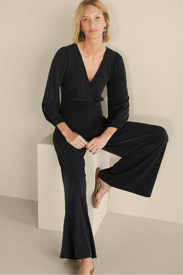 Women Penelope Long Sleeve Jumpsuit Black Soft Surroundings Dresses