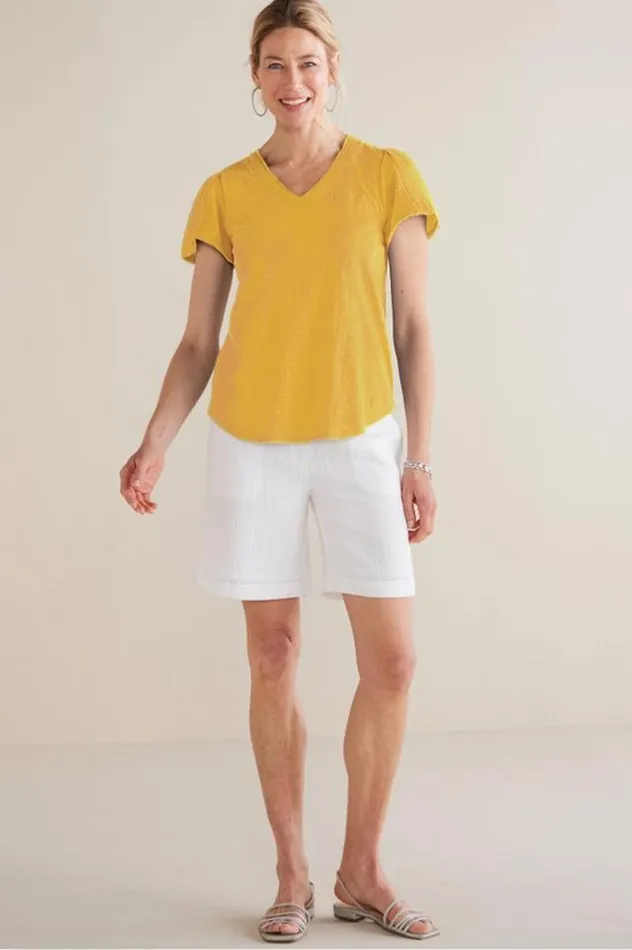 Women Philippa Gauze Sleeve Tee French Blue Soft Surroundings Tops Women Philippa Gauze Sleeve Tee French Blue Soft Surroundings Tops