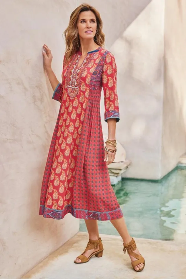 Women Phoenix Dress Red Soft Surroundings Dresses Women Phoenix Dress Red Soft Surroundings Dresses