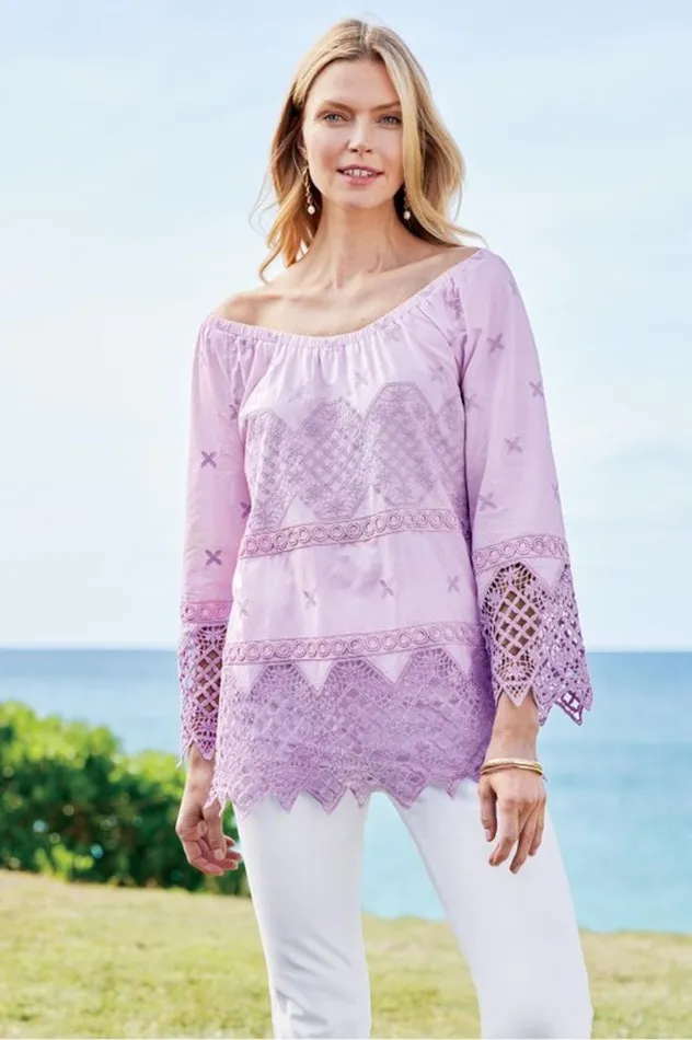 Women Pilar Off The Shoulder Top Orchid Bloom Soft Surroundings Tops