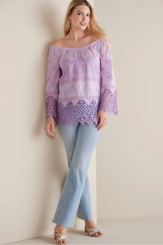 Women Pilar Off The Shoulder Top Orchid Bloom Soft Surroundings Tops Women Pilar Off The Shoulder Top Orchid Bloom Soft Surroundings Tops