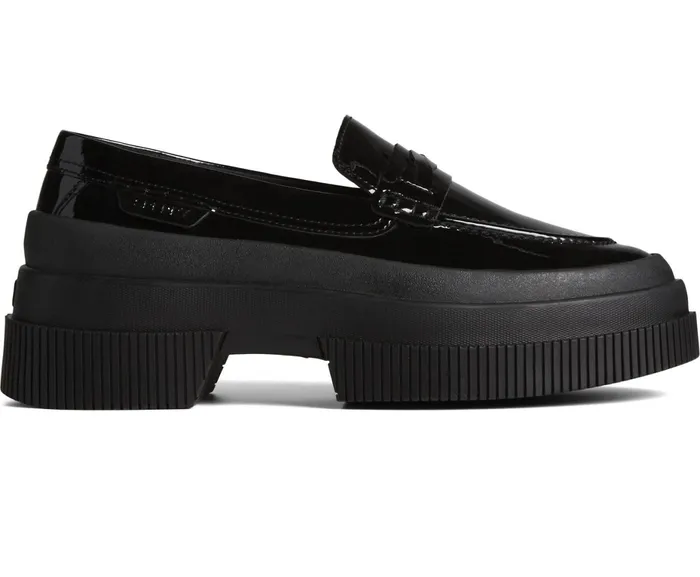 Women Platform Leather Loafer Black Sperry Flats and Loafers