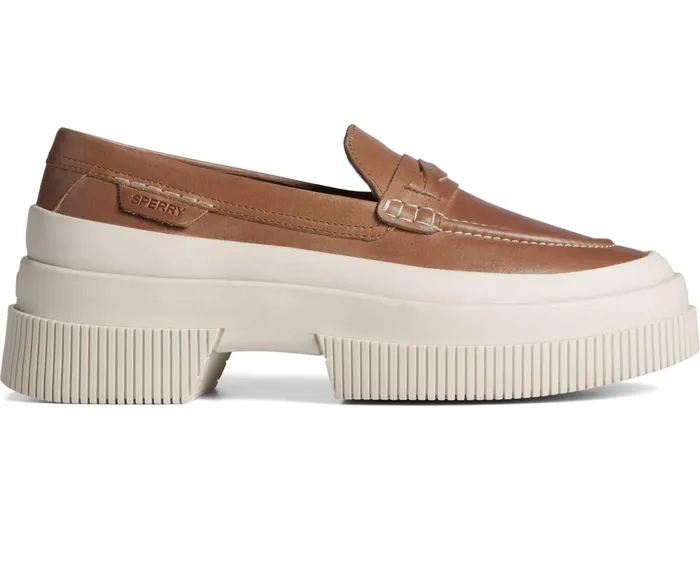 Women Platform Leather Loafer Tan Sperry Flats and Loafers