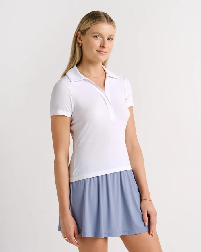 Women Polos TravisMathew BARCELONA RIBBED POLO White