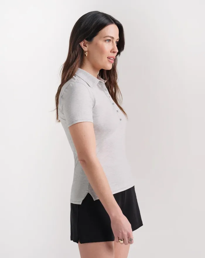 Women Polos TravisMathew FEATHERWEIGHT POLO Heather Light Grey