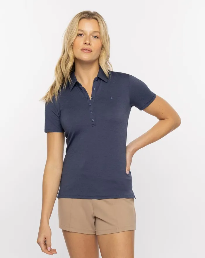 Women Polos TravisMathew FEATHERWEIGHT POLO Heather Mood Indigo