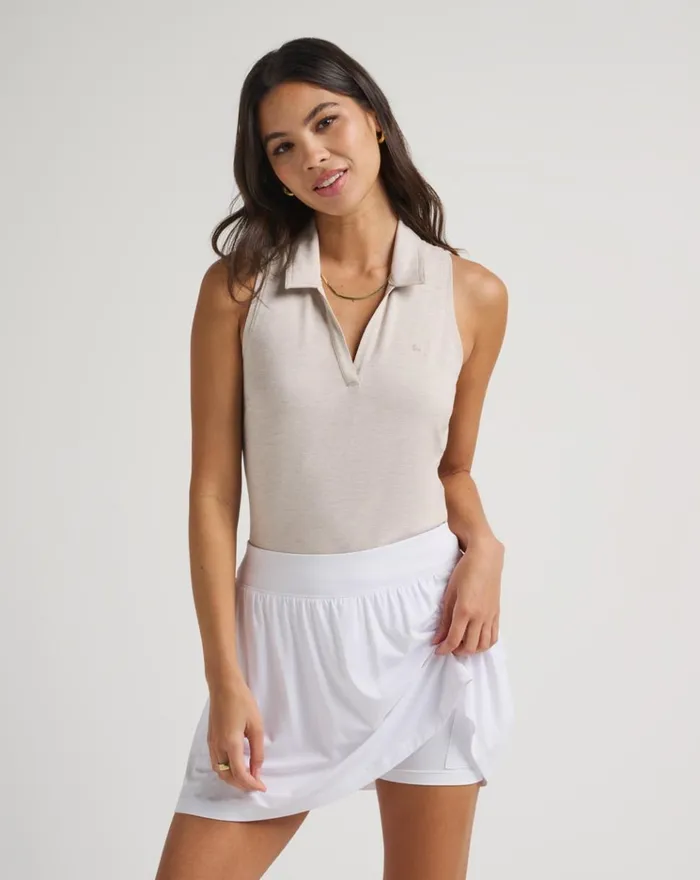 Women Polos TravisMathew MAJORCA SLEEVELESS POLO Heather Atmosphere
