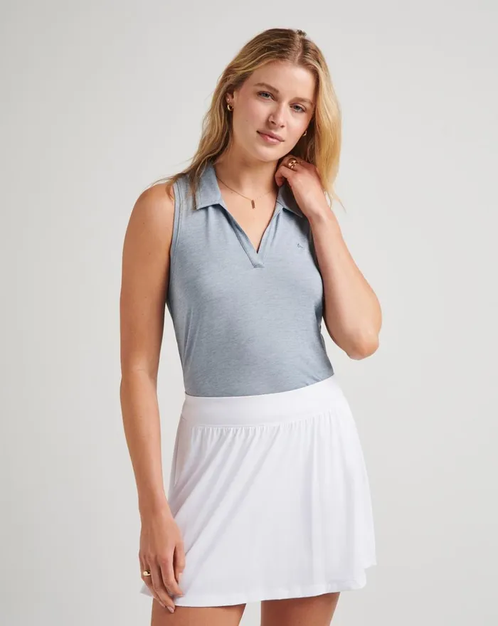 Women Polos TravisMathew MAJORCA SLEEVELESS POLO Heather Oceanview