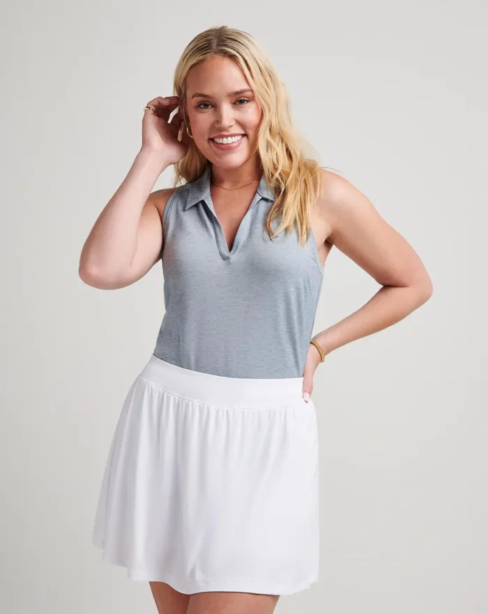 Women Polos TravisMathew MAJORCA SLEEVELESS POLO Heather Oceanview