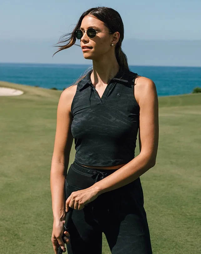 Women Polos TravisMathew SCENE CHANGE CROP POLO Black Multi