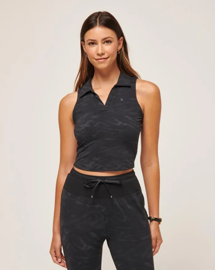 Women Polos TravisMathew SCENE CHANGE CROP POLO Black Multi