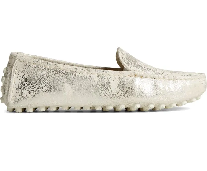 Women Port Metallic Driver White Sperry Flats and Loafers