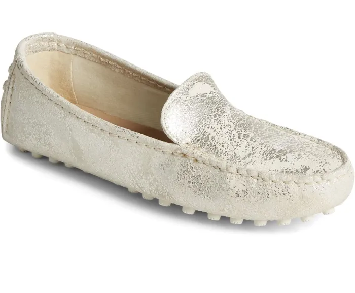 Women Port Metallic Driver White Sperry Flats and Loafers Women Port Metallic Driver White Sperry Flats and Loafers