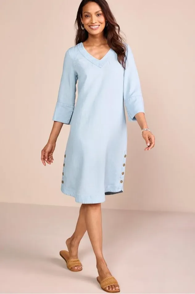 Women Positano Getaway Dress Denim Blue Soft Surroundings Dresses Women Positano Getaway Dress Denim Blue Soft Surroundings Dresses