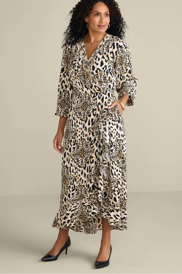 Women Priyani Midi Dress Leopard Medallion Soft Surroundings Dresses