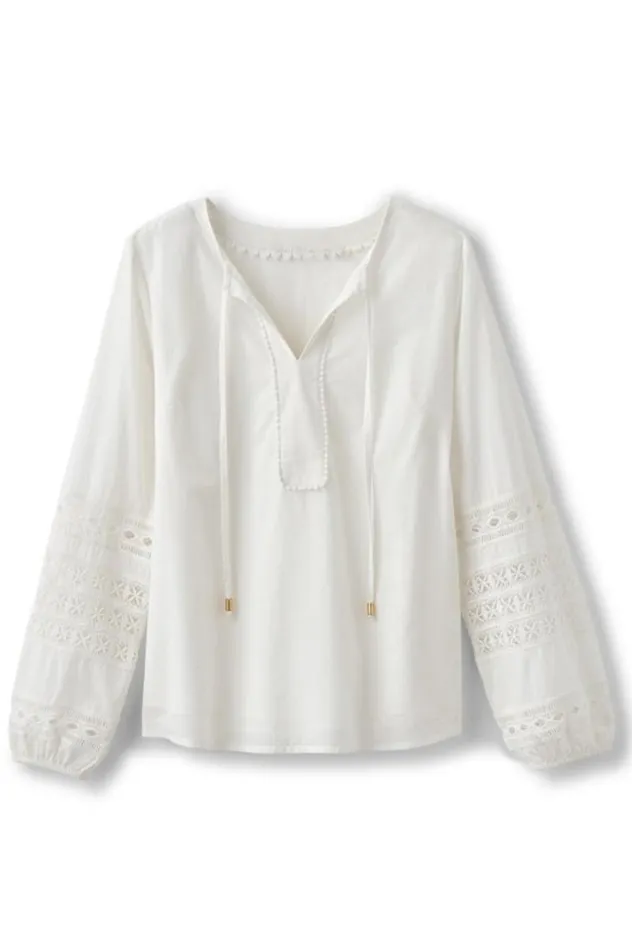 Women Prospera Lace Trim Top Ivory Pearl Soft Surroundings Tops Women Prospera Lace Trim Top Ivory Pearl Soft Surroundings Tops