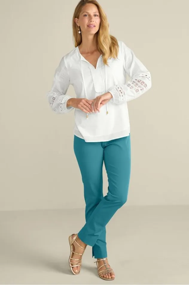 Women Prospera Lace Trim Top Ivory Pearl Soft Surroundings Tops Women Prospera Lace Trim Top Ivory Pearl Soft Surroundings Tops