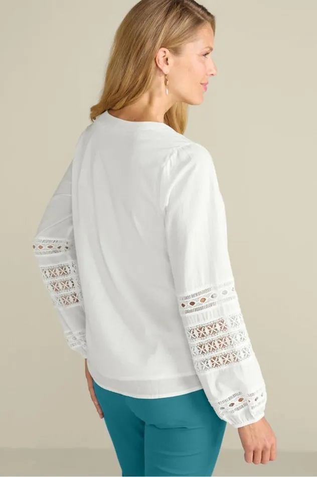 Women Prospera Lace Trim Top Ivory Pearl Soft Surroundings Tops Women Prospera Lace Trim Top Ivory Pearl Soft Surroundings Tops