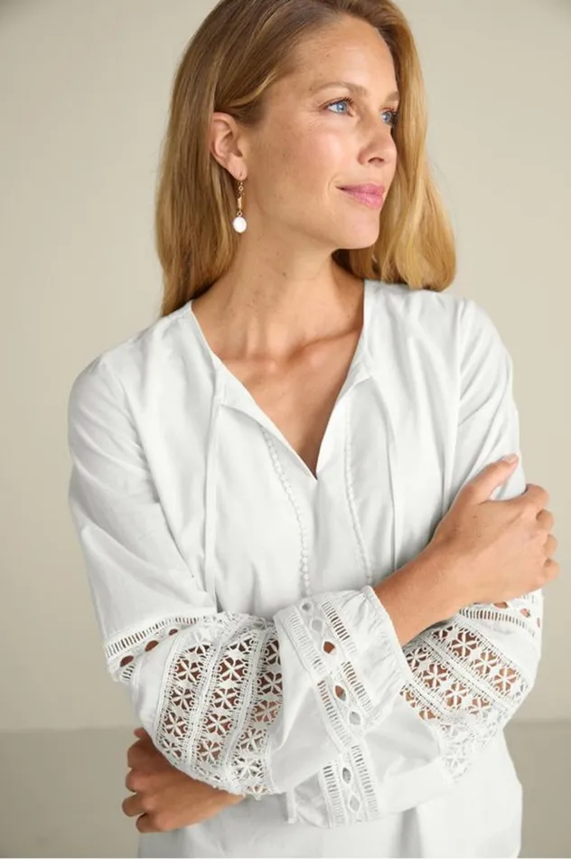 Women Prospera Lace Trim Top Ivory Pearl Soft Surroundings Tops Women Prospera Lace Trim Top Ivory Pearl Soft Surroundings Tops