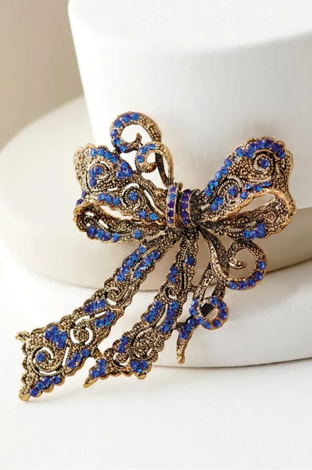 Women Put A Bow On It Brooch Blue Soft Surroundings Jewelry