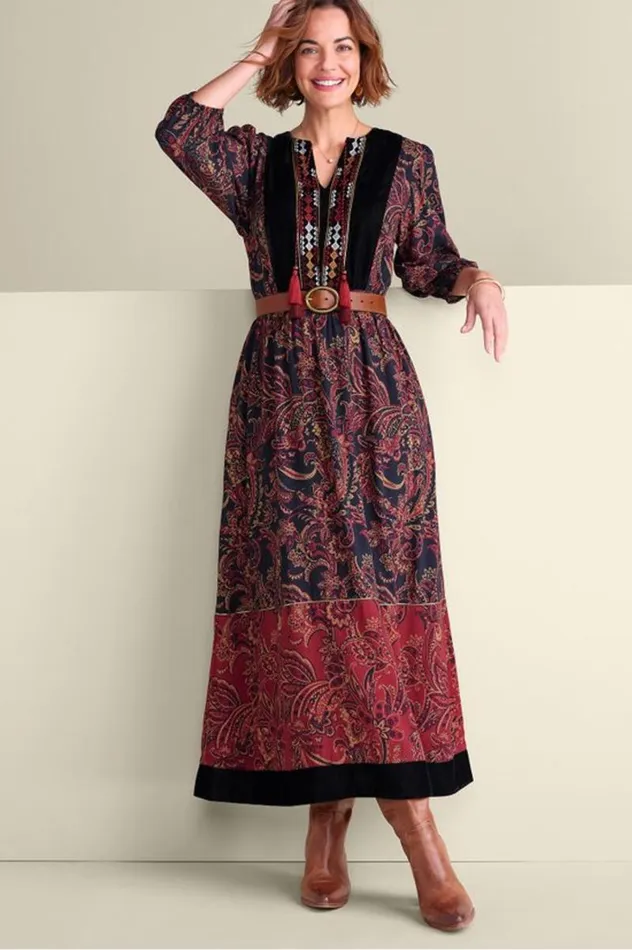 Women Quinn Maxi Dress Flowing Paisley Blackred Soft Surroundings Dresses Women Quinn Maxi Dress Flowing Paisley Blackred Soft Surroundings Dresses