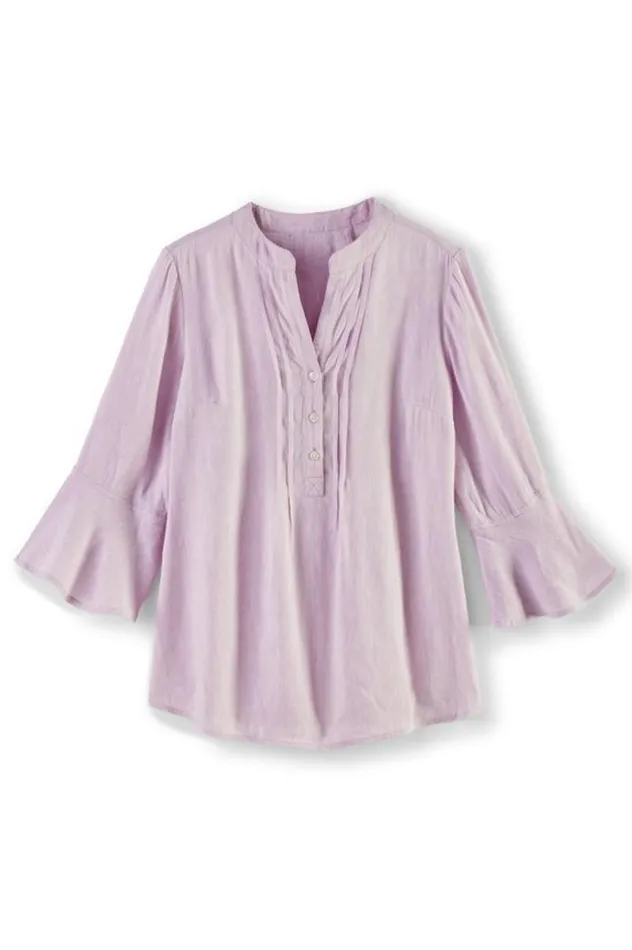 Women Raisa Linen Blend Top Blue Bell Soft Surroundings Tops Women Raisa Linen Blend Top Blue Bell Soft Surroundings Tops